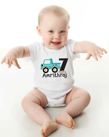 Blue Truck Monthly Romper