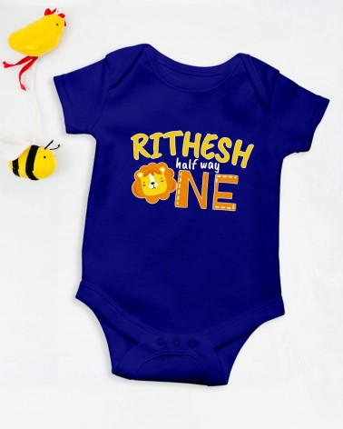 "Baby Lion Half Way One" Half Birthday Bodysuit