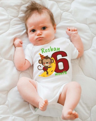 Monkey Business Monthly Romper