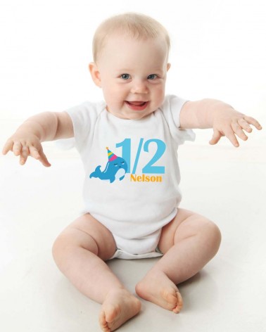 Half Birthday Whale Bodysuit